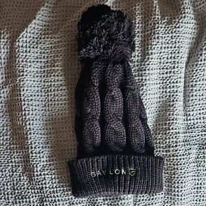 Richardson Cable Knit Pom Beanie Black Gray Winter Hat OS